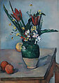 Still Life with Apples and a Pot of Primroses, Paul Cézanne (French, Aix-en-Provence 1839–1906 Aix-en-Provence), Oil on canvas